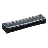 35A Barrier Terminal Block 10 Position Dual Row Screws 12 Pitch with Cover and Black Jumper